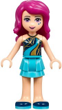 LEGO frnd140 Friends Livi, Medium Azure Layered Skirt, Dark Blue Top with Gold and Medium Azure Curved Stripes