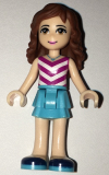 LEGO frnd179 Friends Olivia, Medium Azure Layered Skirt, Magenta and White V-Striped Top and Medium Azure Necklace